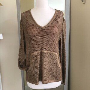 St John Marie Gray Vintage Mesh Metallic Sweater W/Tank Top Medium
